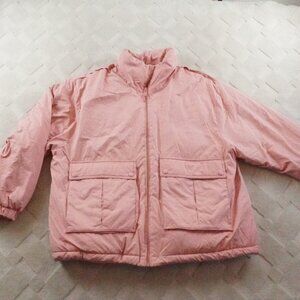 We The Free Duvet Bomber Jacket Womens Large Pink Oversized Puffer Full Zip